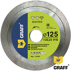 Алмазный диск по керамике 125x10х1,6х22,23 мм Master GRAFF