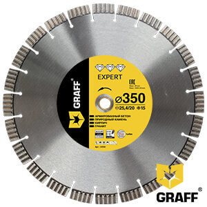 Алмазный диск по арм.бетону 350x15x3,0х25,4/20 мм Expert GRAFF