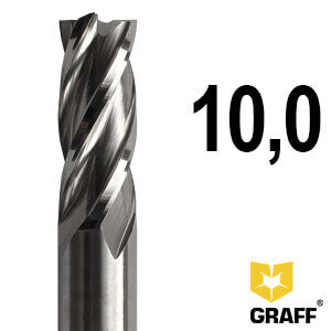 Фреза концевая четырехзаходная 10х75х25х10 мм по металлу HSS M35 GRAFF