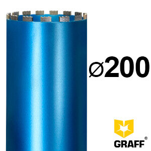 Коронка алмазная 200x12 мм 1 1/4" по армированному бетону GRAFF для алмазного сверления (бурения)