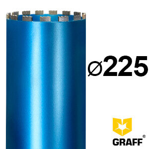 Коронка алмазная 225x12 мм 1 1/4" по армированному бетону GRAFF для алмазного сверления (бурения)