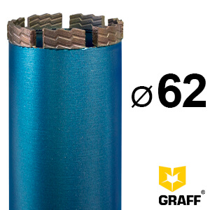 Коронка алмазная 62x12 мм 1 1/4" по армированному бетону GRAFF для алмазного сверления (бурения)