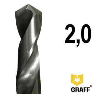 Сверло по металлу цельнотвердосплавное (монолитное) 2,0 мм K10 GRAFF в пласт.коробке