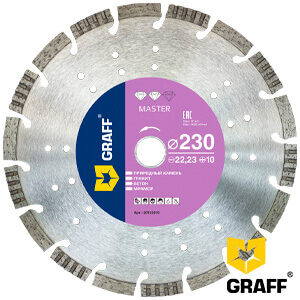 Алмазный диск по граниту и природному камню 230х10х22,23 мм GRAFF серия "Master"